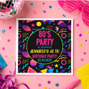 Aangepaste Retro Neon 80's Verjaardag – Leuk voor Servet