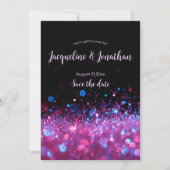 Aangepaste retro Neon Pink Glitter sparen de datum Kaart (Voorkant)