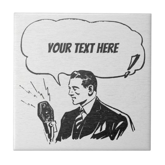 Aangepaste Retro Omroeper Comic Tegeltje (Voorkant)