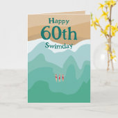Aangepaste retro Open Water Swimming 60th Birthday Kaart (Gele Bloem)