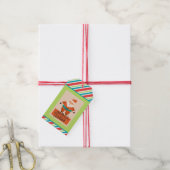Aangepaste Retro Papier Stamp Stripe Santa Claus S Cadeaulabel (Met Touw)