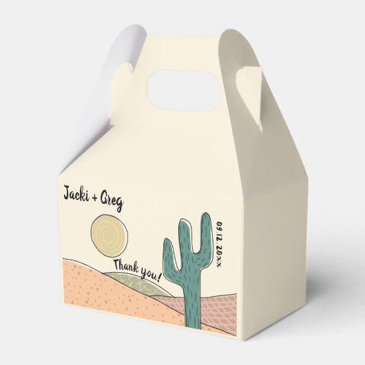 Aangepaste Retro Pastel Desert Cactus Bruiloft Bedankdoosjes (Achterkant)