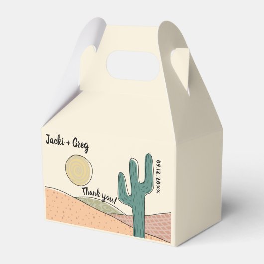 Aangepaste Retro Pastel Desert Cactus Bruiloft Bedankdoosjes (Voorkant Zijde)