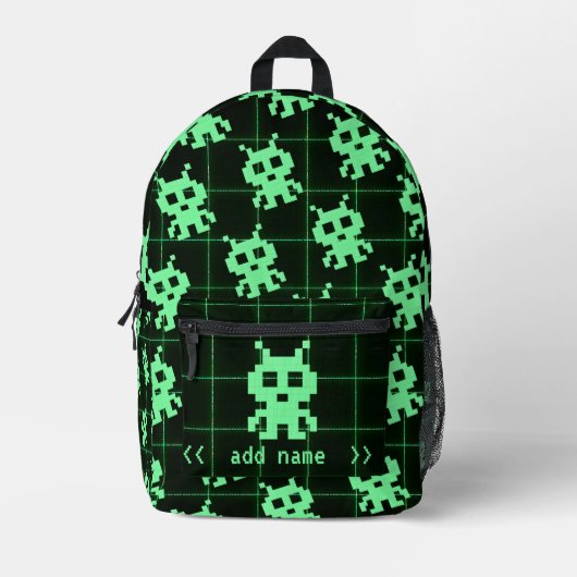 Aangepaste Retro Pixel Alien Rugzak (Voorkant)
