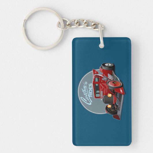 Aangepaste retro race auto concept sleutelhanger (Voorkant)