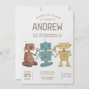 Aangepaste Retro Robot Verjaardagsfeestje Kaart