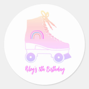 Aangepaste Retro Roller-schaats Roze Blauw Schilde Ronde Sticker