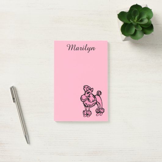 Aangepaste Retro Roze Franse poodle Post it Notes  (Kantoor)