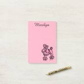 Aangepaste Retro Roze Franse poodle Post it Notes  (Op bureau)