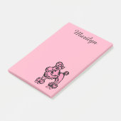 Aangepaste Retro Roze Franse poodle Post it Notes  (Schuin)