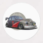 Aangepaste retro sciencefiction raceauto labels (Design 2)
