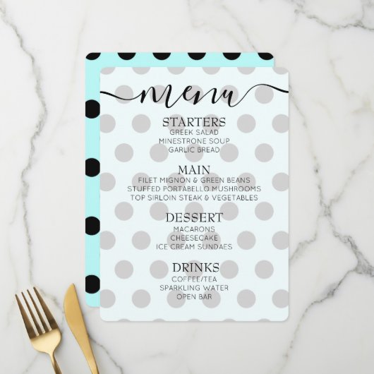 Aangepaste Retro Stippen Menu (Voorkant / Achterkant in situ)