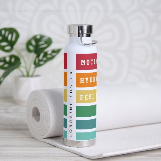 Aangepaste Retro Stripes Motivate, Hydrate, Voel g Waterfles (Yoga)