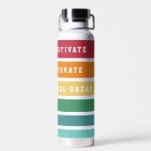 Aangepaste Retro Stripes Motivate, Hydrate, Voel g Waterfles (Achterkant)