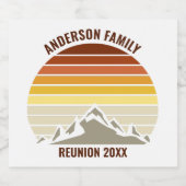 Aangepaste Retro Sunset Mountain Familie Reünie Pa Sparkling Wijnetiket (Enkel label)