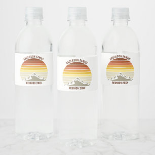 Aangepaste Retro Sunset Mountain Familie Reünie Pa Waterfles Etiket