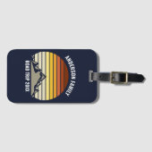 Aangepaste Retro Sunset Mountain Navy Blauw Bagagelabel (Voorkant (horizontaal))