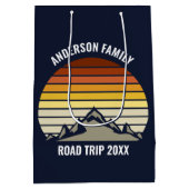 Aangepaste Retro Sunset Mountain Navy Blauw Medium Cadeauzakje (Achterkant)