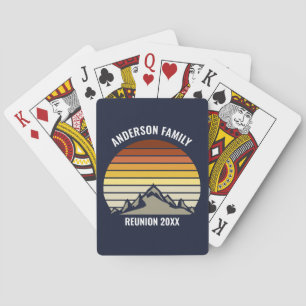 Aangepaste Retro Sunset Mountain Navy Blauw Pokerkaarten
