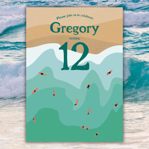 Aangepaste Retro Surfing Ocean 12e verjaardag Kaart