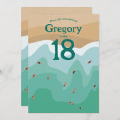 Aangepaste Retro Surfing Ocean 18e verjaardag Kaart (Voorkant / Achterkant)