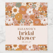 Aangepaste Retro Terracotta Boho Bloemige Bruidsdo Wijn Etiket (Enkel label)