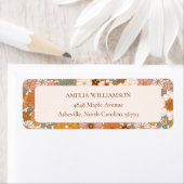 Aangepaste Retro Terracotta Boho Floral Retouradre Etiket (Insitu)