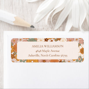 Aangepaste Retro Terracotta Boho Floral Retouradre Etiket