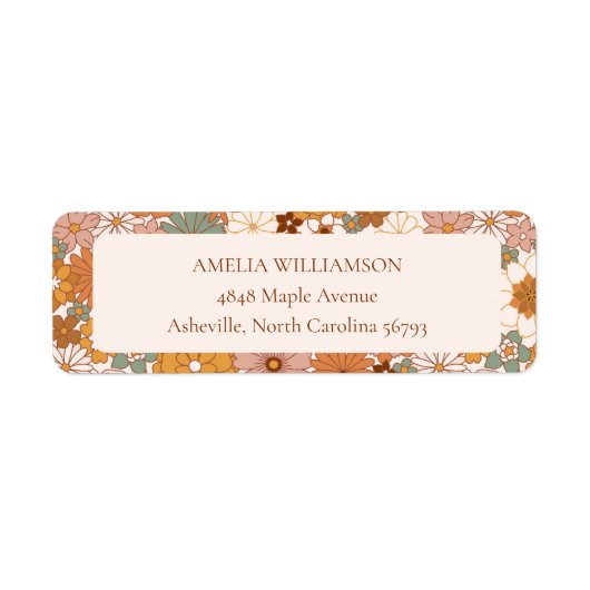 Aangepaste Retro Terracotta Boho Floral Retouradre Etiket (Voorkant)