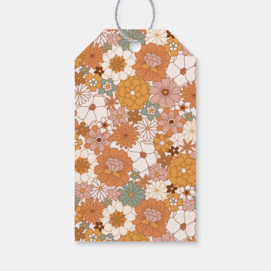 Aangepaste Retro Terracotta Boho Floral Vrijgezell Cadeaulabel (Achterkant)
