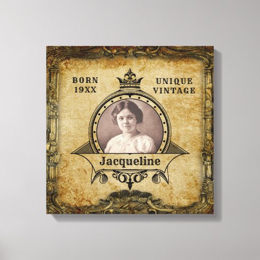 Aangepaste  retro van het sjabloon voor geboorteda canvas afdruk (Voorkant)