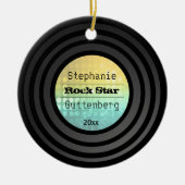 Aangepaste Retro Vinyl Gold Disco Light Keepomwill Keramisch Ornament (Voorkant)