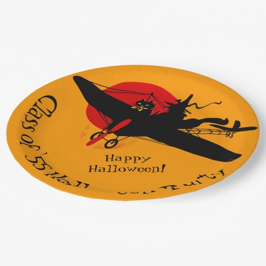 Aangepaste Retro Vliegende Heks Halloween Papier B Papieren Bordje (Gekanteld)