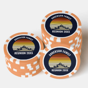 Aangepaste Retro Zonsondergang Berg Gezinsbijeenko Poker Chips