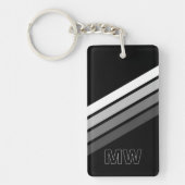 Aangepaste Retro Zwart Grijs Wit Strepen Art Patte Sleutelhanger (Voorkant)