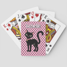 Aangepaste Retro Zwarte Kat Roze Speelkaarten