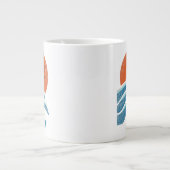 Aangepaste Retrogolven en Sun Beach Extra Grote Beker (Voorkant)