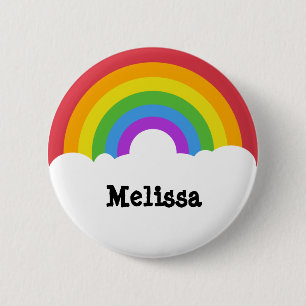 Aangepaste Retrostijl ronde regenboog en wolken Button 5,7 Cm