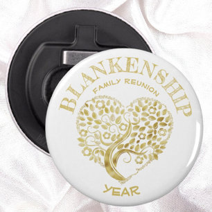 Aangepaste reünie Gold Heart-vormgeving Button Flesopener