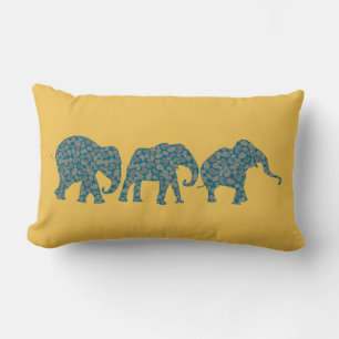 Aangepaste rij Paisley Elephants Lumbar Pillow Kussen