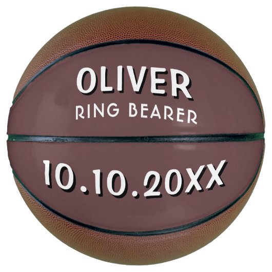 Aangepaste Ringdrager naam bruiloft datum keepomwi Basketbal (Voorkant)