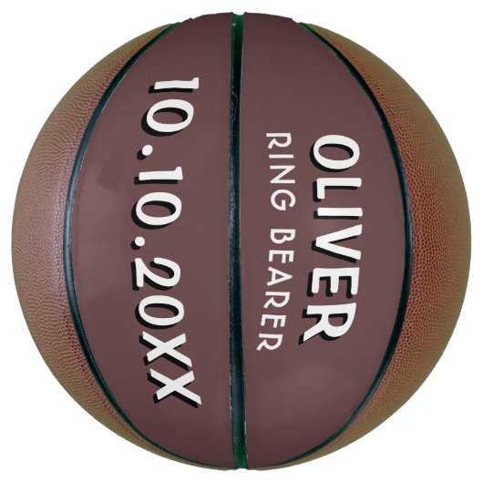 Aangepaste Ringdrager naam bruiloft datum keepomwi Basketbal (Verticaal)
