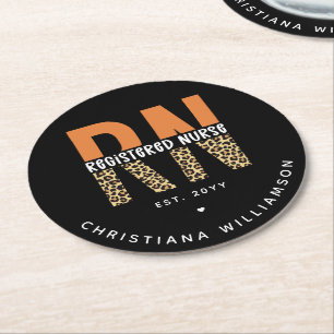 Aangepaste RN geregistreerde zenuwluipaard Typogra Ronde Kartonnen Onderzetter