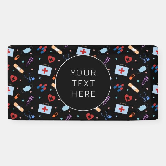 Aangepaste RN Verpleegster | Arts Medisch Patroon Spandoek (Horizontaal)