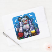 Aangepaste Robo Monster Halloween Sticker. Vierkante Sticker (Envelop)