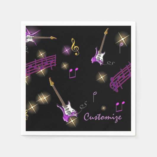 Aangepaste Rock Star Music Background Napkins Servetten (Voorkant)