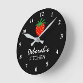 Aangepaste rode aardbei, ronde keukenklok klok (Hoek)
