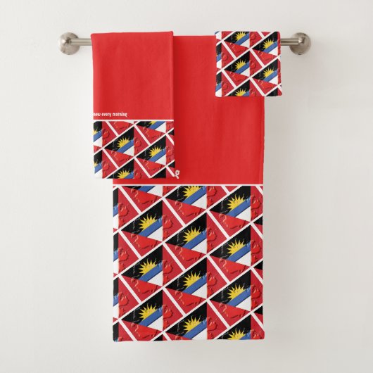 Aangepaste rode ANTIGUA Bad Handdoek (Insitu)