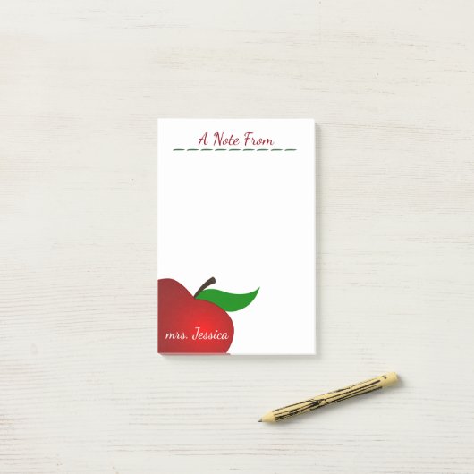 Aangepaste Rode Apple-leraar Post-it® Notes (Op bureau)