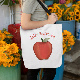 Aangepaste rode Apple minimalistische gepersonalis Draagtas